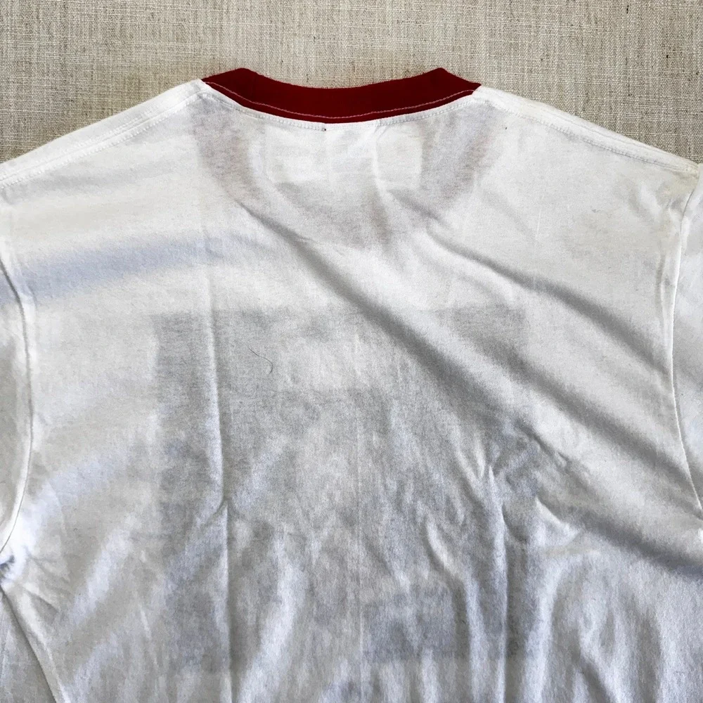 The Terminator Italian Key Art Cyborg Ringer T-Shirt White‎ Red Mens Medium